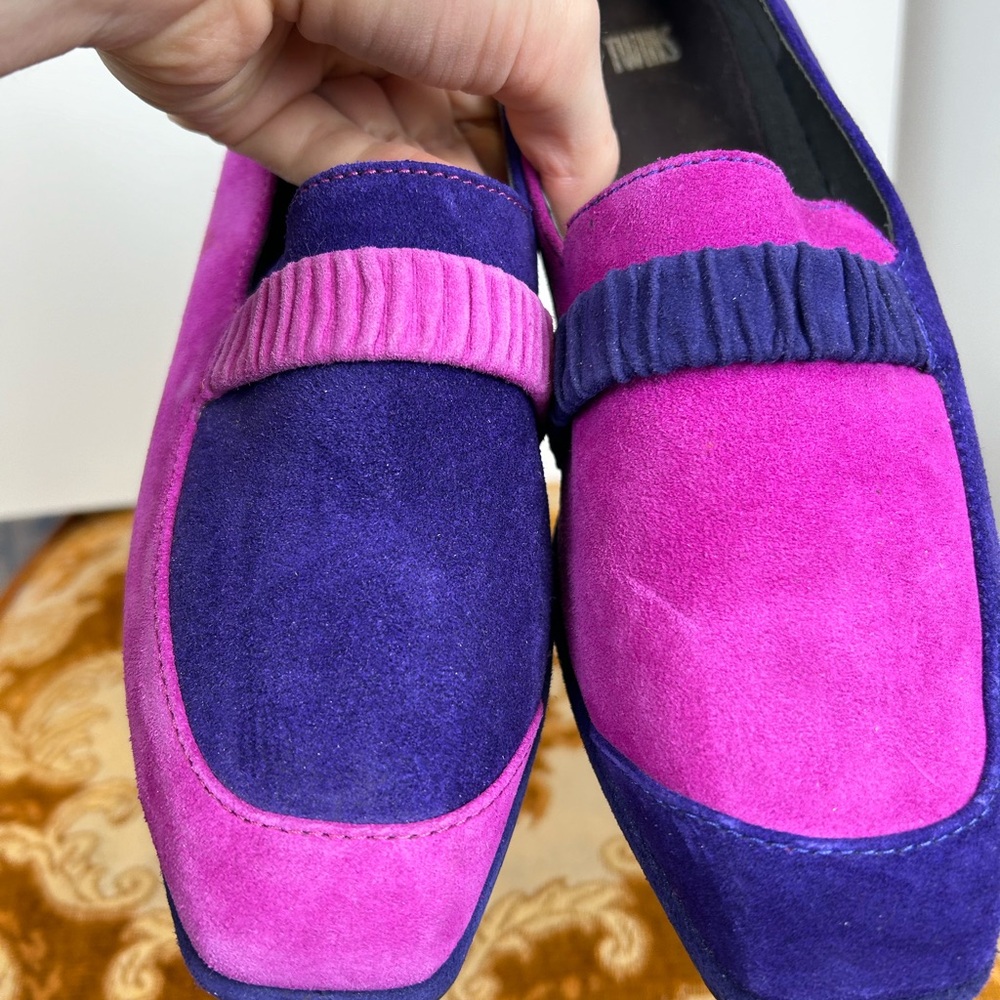 Camper Two-Tone Purple and Magenta Suede Loafers - Picture 8 of 10